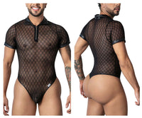 Black Geometric Mesh Bodysuit - view 1