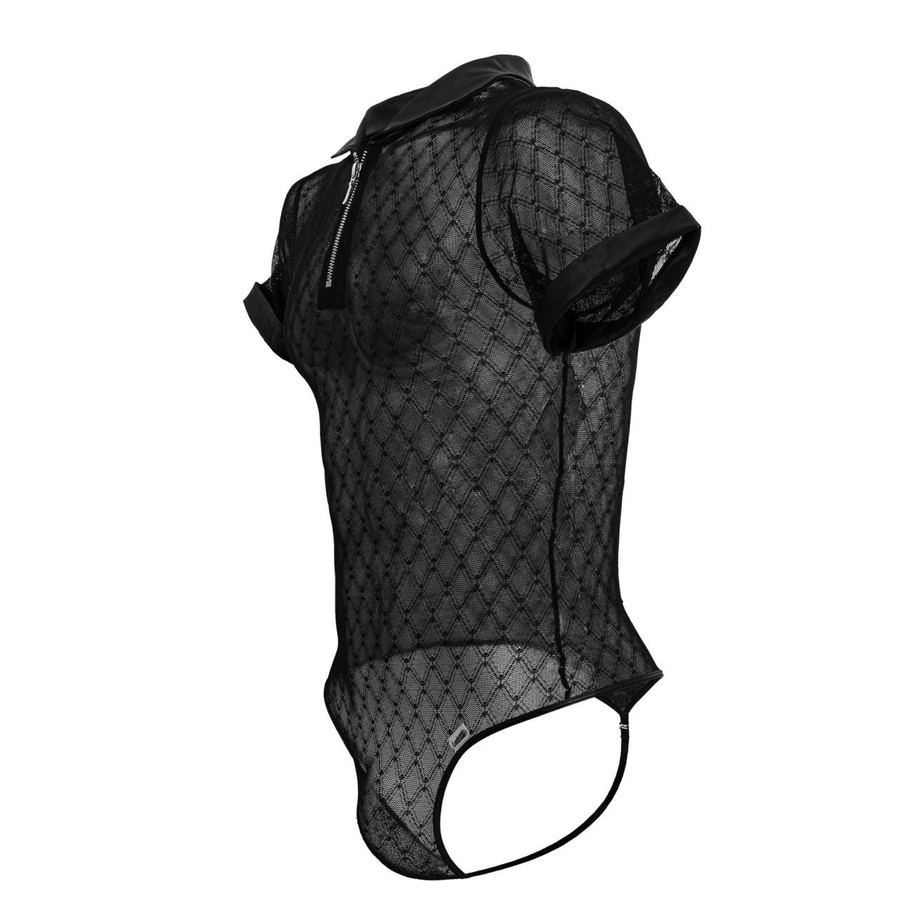 CandyMan Men's Underwear 99902 Geometric Mesh Bodysuit Color Black