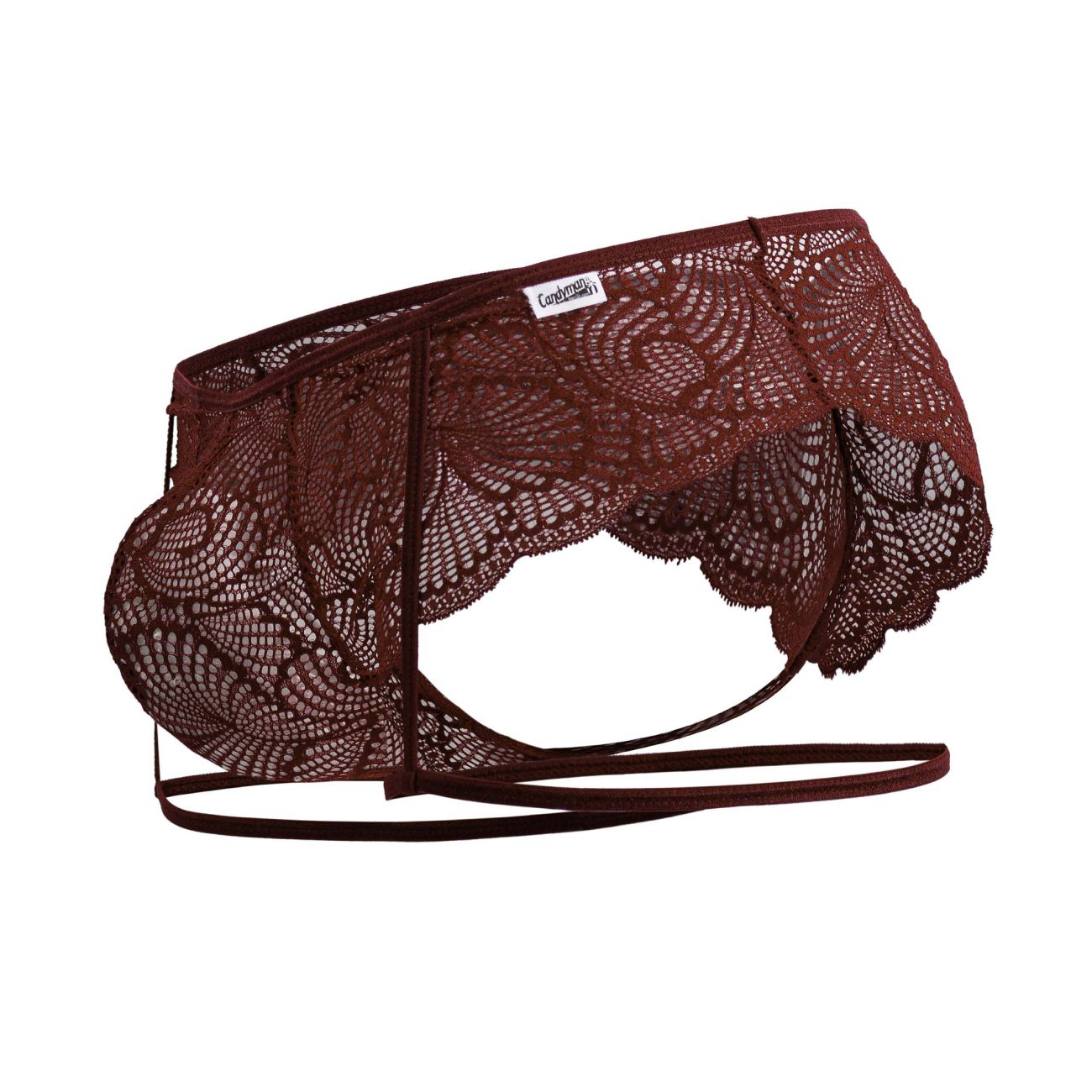 CandyMan Men's Underwear 99905 Garter Lace Briefs Color Burgundy