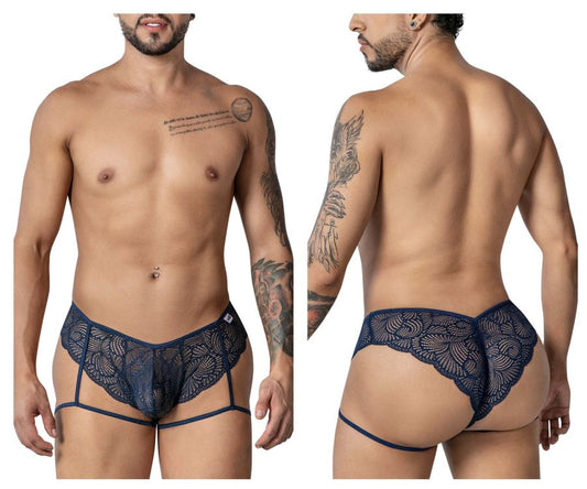 CandyMan Men's Underwear 99905 Garter Lace Briefs Color Navy