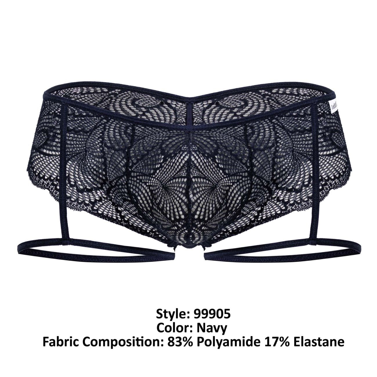 CandyMan Men's Underwear 99905 Garter Lace Briefs Color Navy