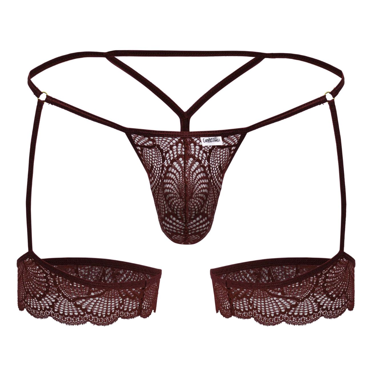 CandyMan Men's Underwear 99906 Garter Lace Thongs Color Burgundy