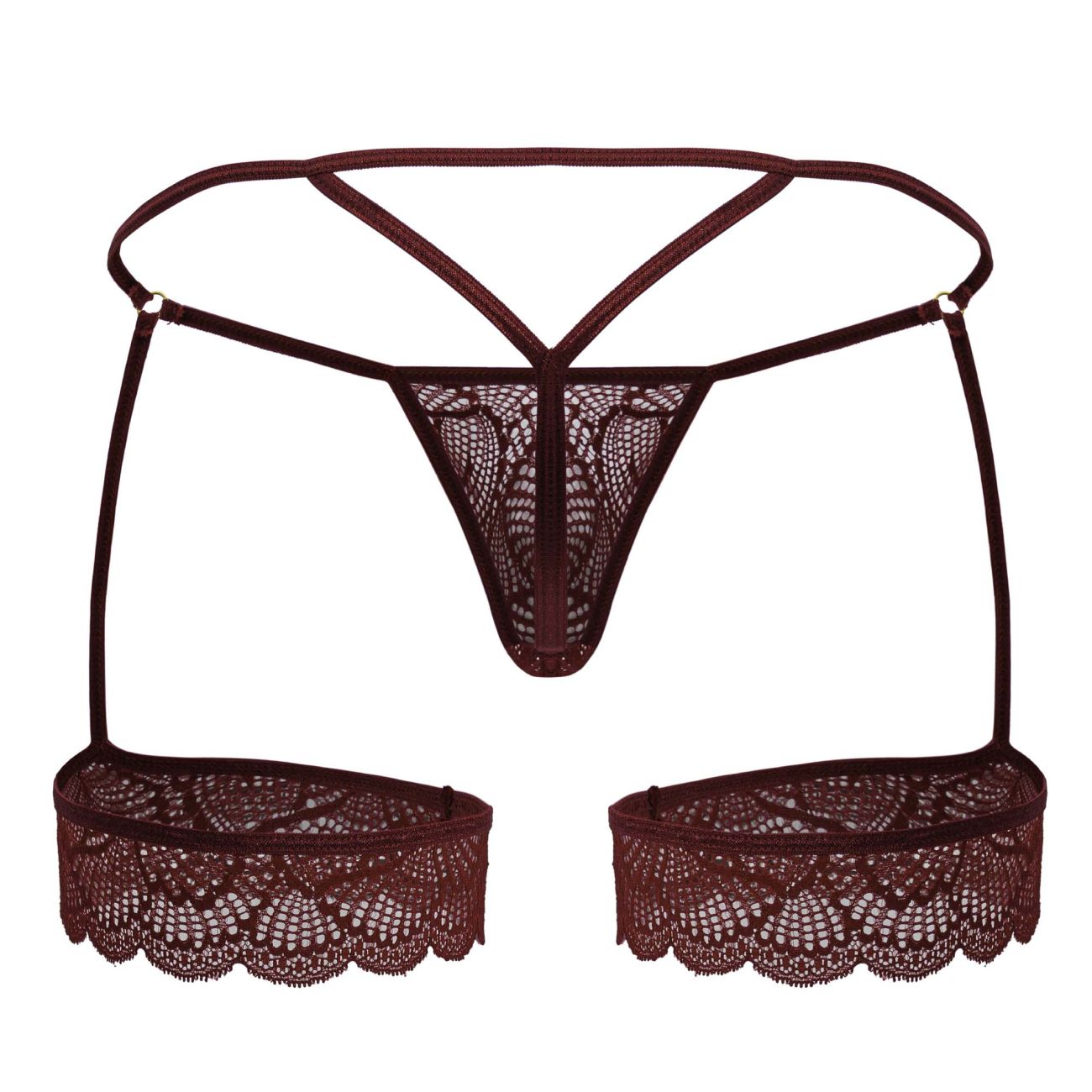 CandyMan Men's Underwear 99906 Garter Lace Thongs Color Burgundy
