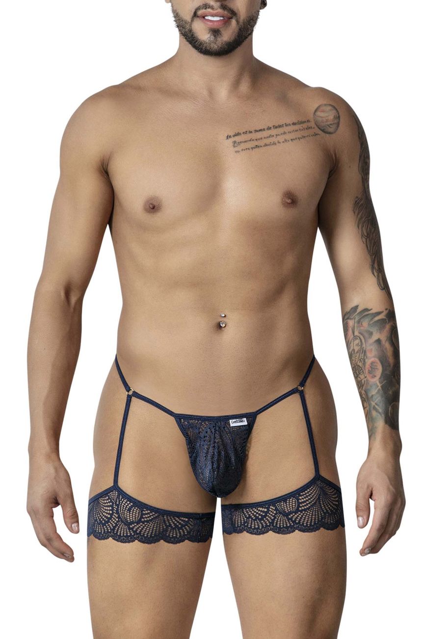 CandyMan Men's Underwear 99906 Garter Lace Thongs Color Navy