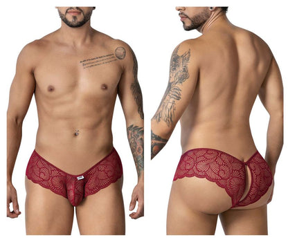 CandyMan 99907 Men's Underwear Lace Trunks Color Burgundy