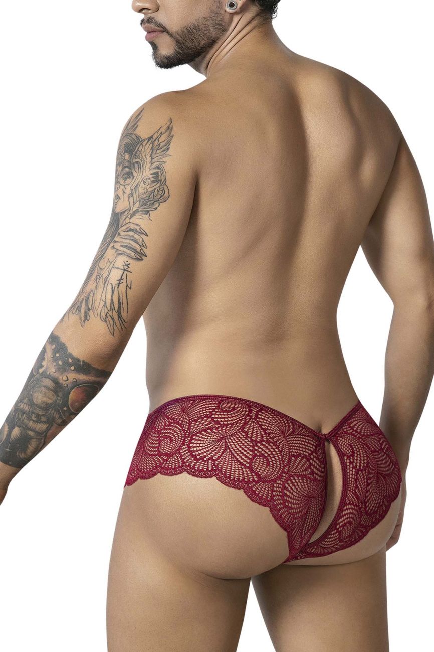 CandyMan 99907 Men's Underwear Lace Trunks Color Burgundy