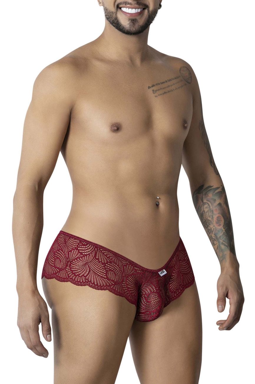 CandyMan 99907 Men's Underwear Lace Trunks Color Burgundy