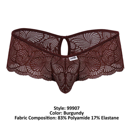 CandyMan 99907 Men's Underwear Lace Trunks Color Burgundy