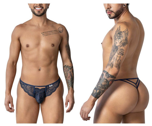 CandyMan Men's Underwear 99910 Lace Thongs Color Navy