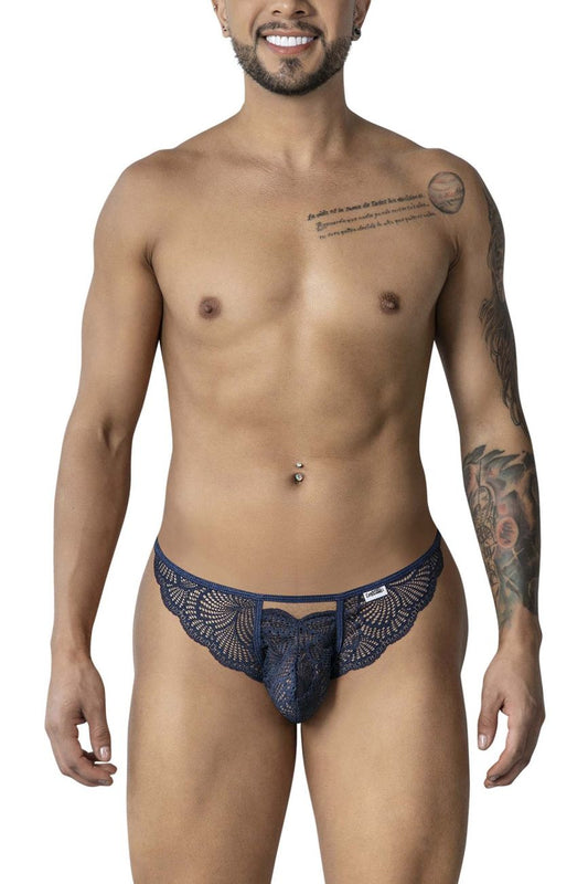 CandyMan Men's Underwear 99910 Lace Thongs Color Navy