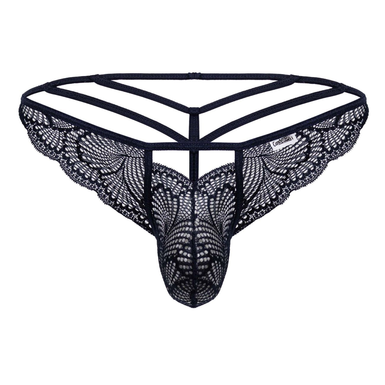 CandyMan Men's Underwear 99910 Lace Thongs Color Navy