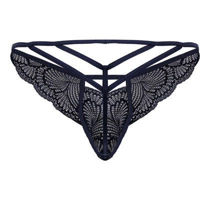 CandyMan Men's Underwear 99910 Lace Thongs Color Navy