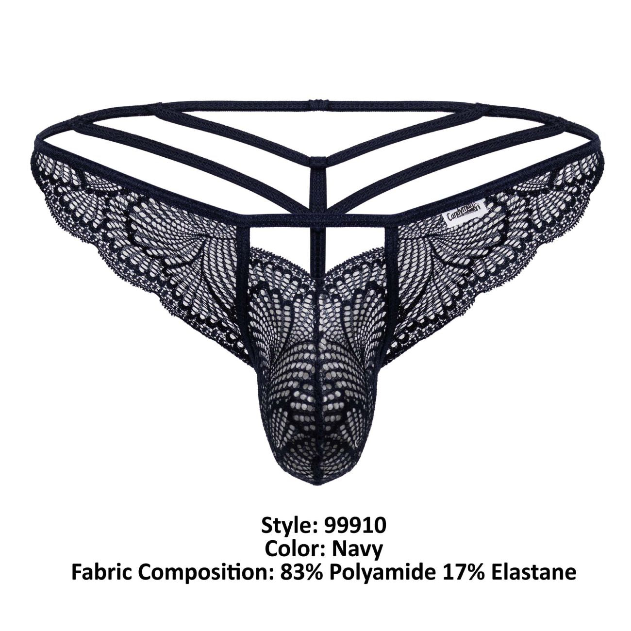 CandyMan Men's Underwear 99910 Lace Thongs Color Navy