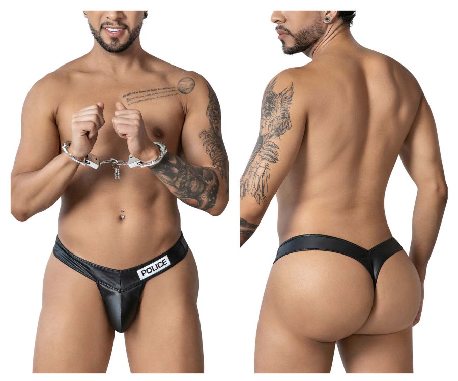 CandyMan Men's Underwear 99912 Police Thongs Color Black