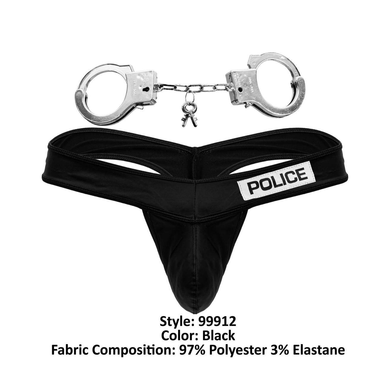 CandyMan Men's Underwear 99912 Police Thongs Color Black