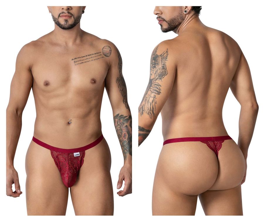 Burgundy Lace Polyamide Thong - view 1