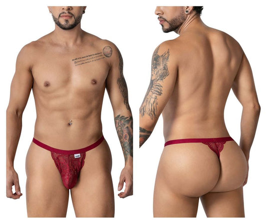 CandyMan Men's Underwear 99915 Lace Thongs Color Burgundy