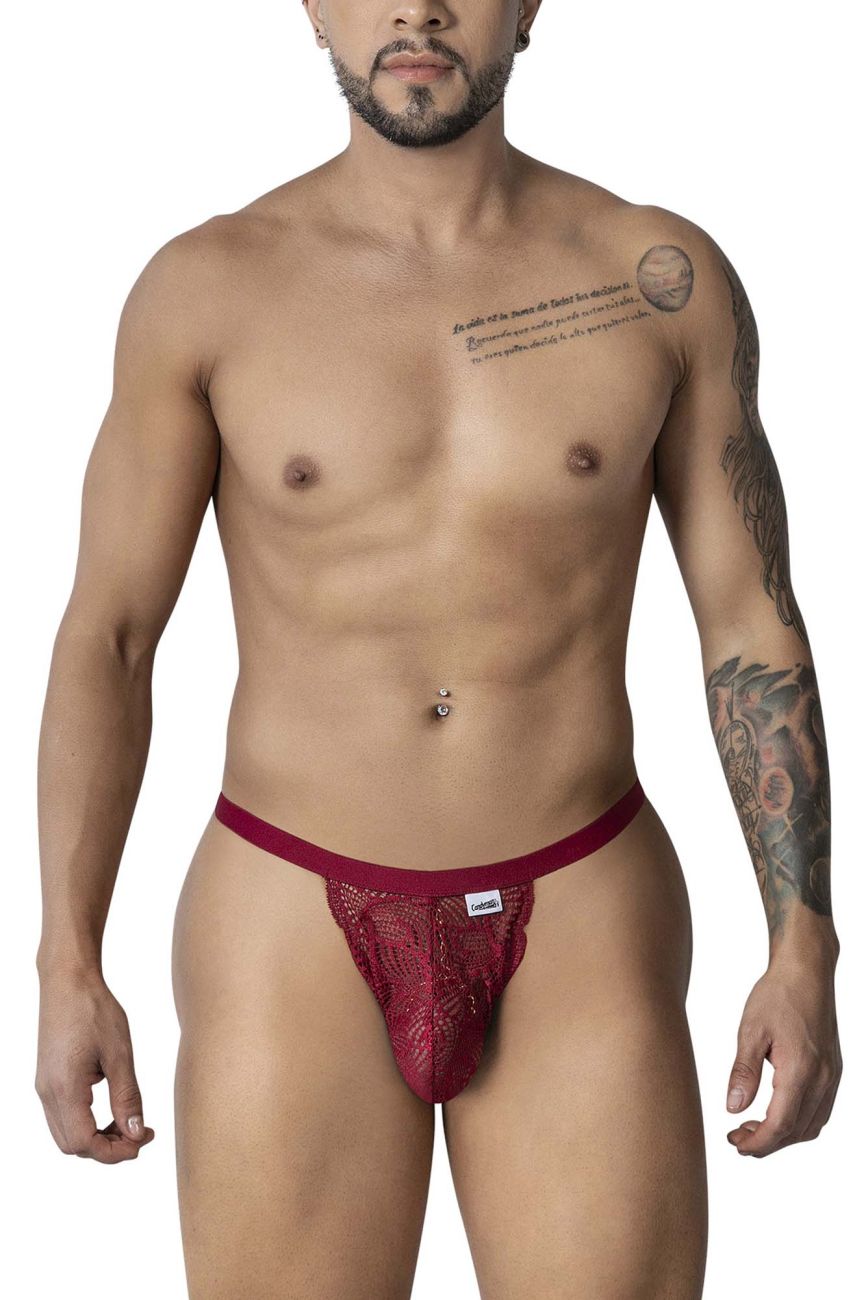 Burgundy Lace Polyamide Thong - view 2