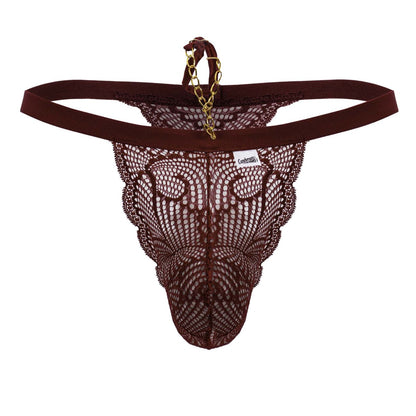 Burgundy Lace Polyamide Thong - view 5