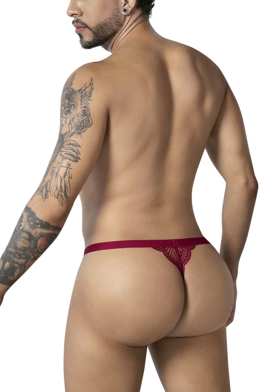 Burgundy Lace Polyamide Thong - view 3
