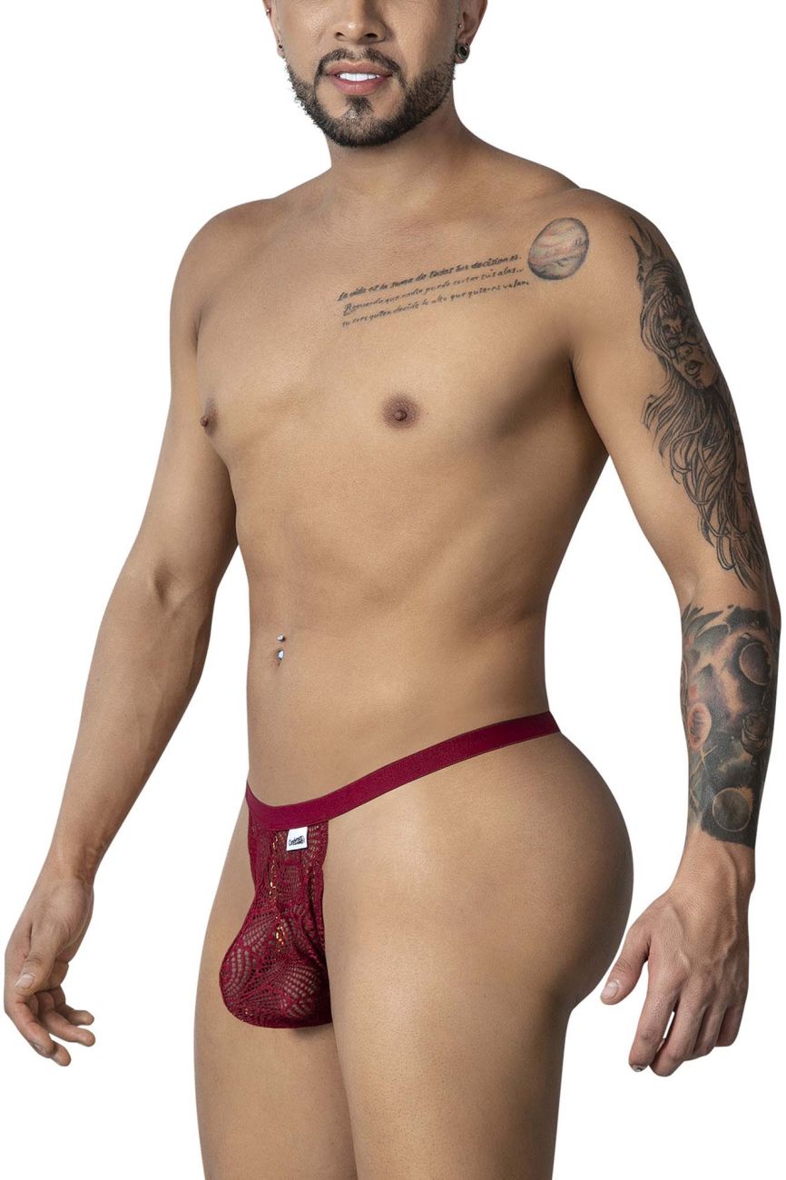 Burgundy Lace Polyamide Thong - view 4