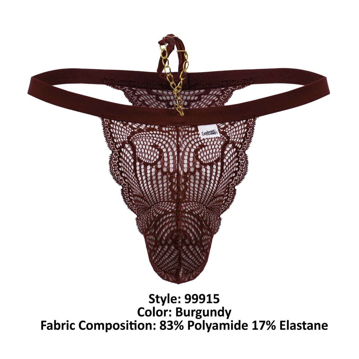 Burgundy Lace Polyamide Thong - view 8