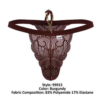 Burgundy Lace Polyamide Thong - view 8
