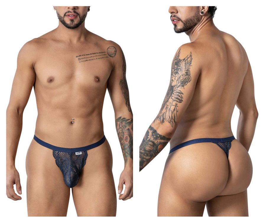 CandyMan Men's Underwear 99915 Lace Thongs Color Navy