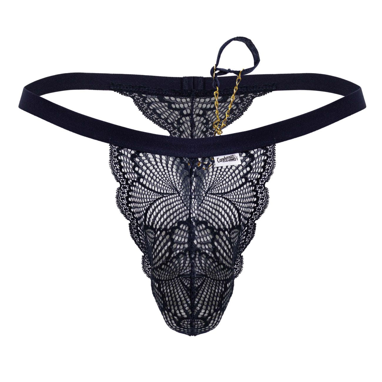 CandyMan Men's Underwear 99915 Lace Thongs Color Navy