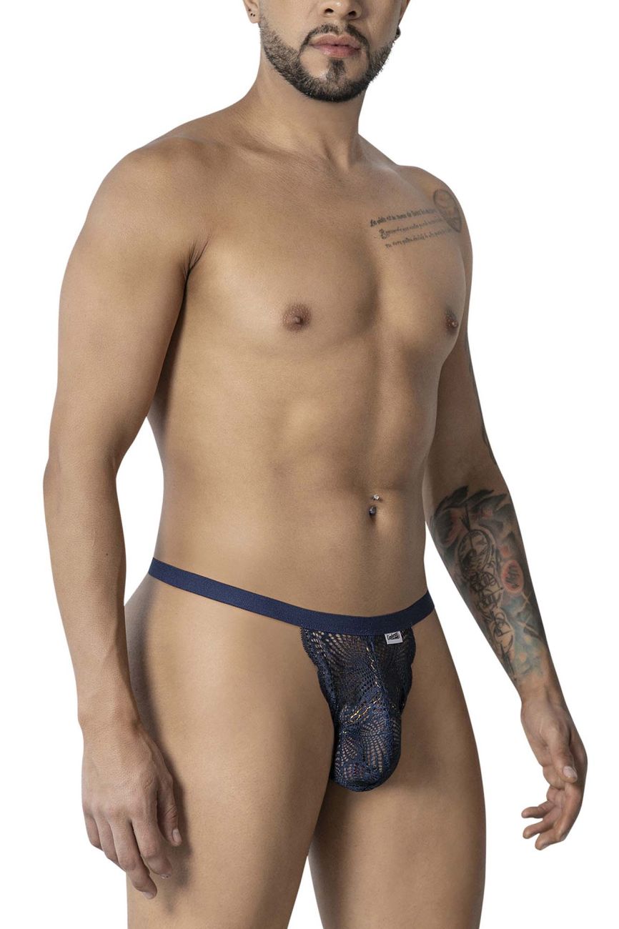 CandyMan Men's Underwear 99915 Lace Thongs Color Navy