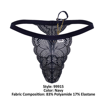 CandyMan Men's Underwear 99915 Lace Thongs Color Navy