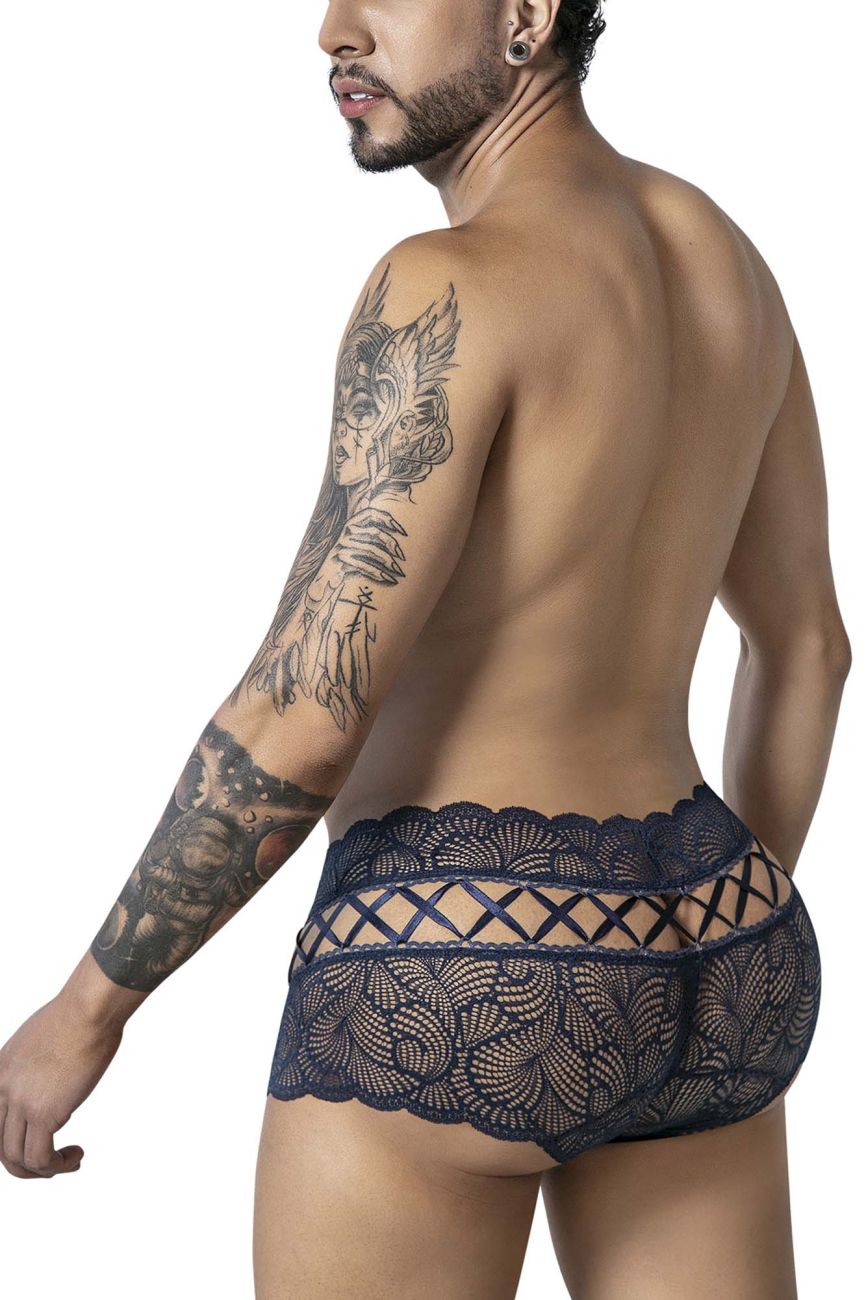CandyMan Men's Underwear 99916 Lace Trunks Color Navy