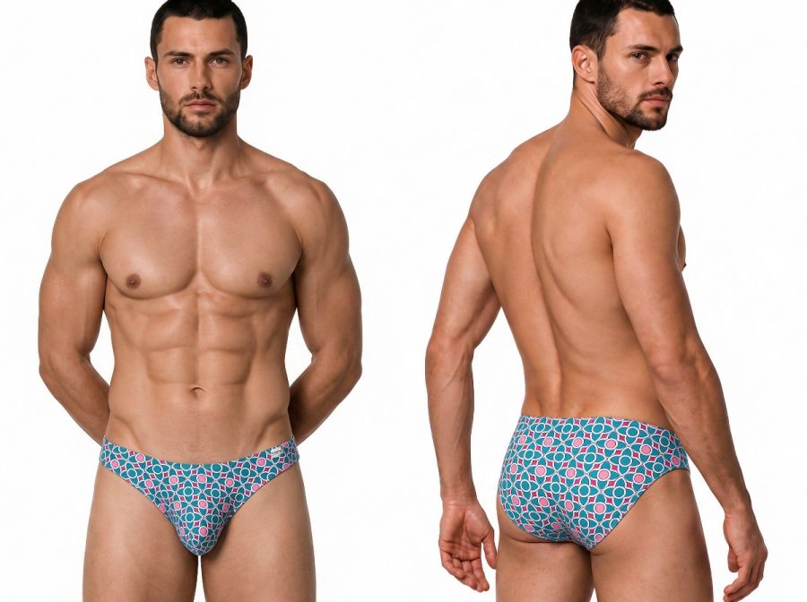 CandyMan 99923 Men's Underwear Printed Bikini Briefs Color Printed Blue