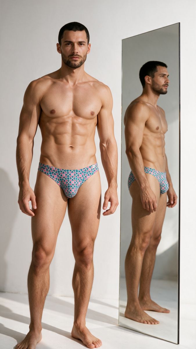 CandyMan Printed Bikini Briefs - Printed Blue