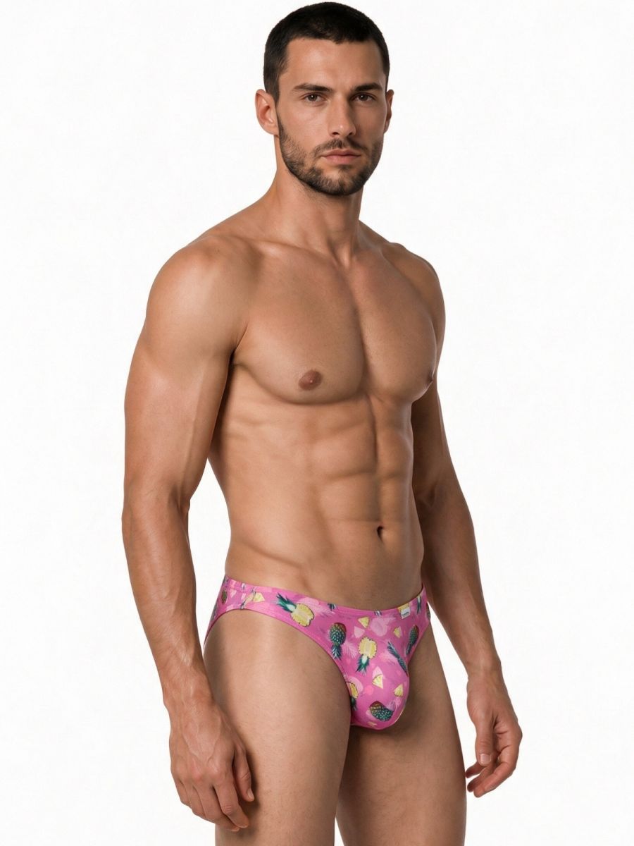 CandyMan 99923 Men's Underwear Printed Bikini Briefs Color Printed Pink
