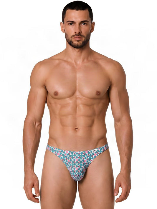 CandyMan 99924 Men's Underwear Printed Thong Color Printed Blue