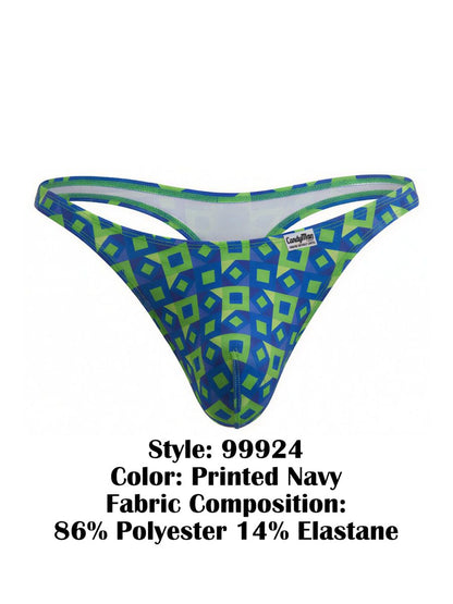 CandyMan 99924 Men's Underwear Printed Thong Color Printed Navy