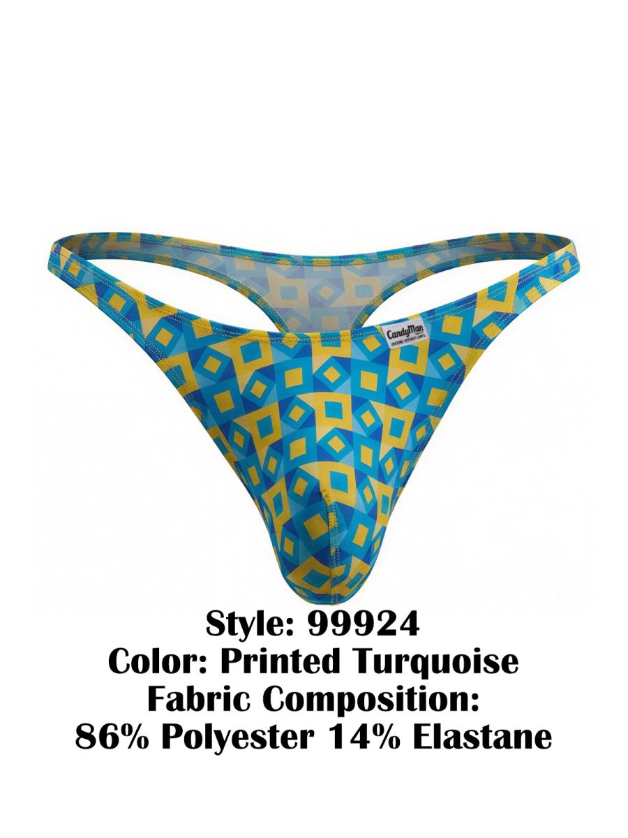 CandyMan 99924 Men's Underwear Printed Thong Color Printed Turquoise