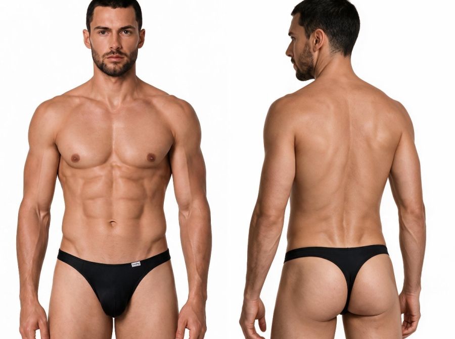 Sleek Low Rise Black Thong - view 1