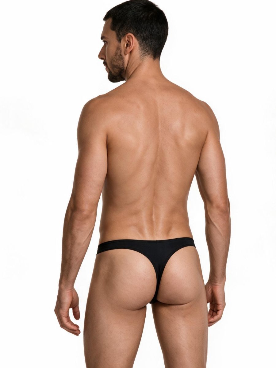 CandyMan 99930 Men's Underwear Sleek Low Rise Thong Color Black