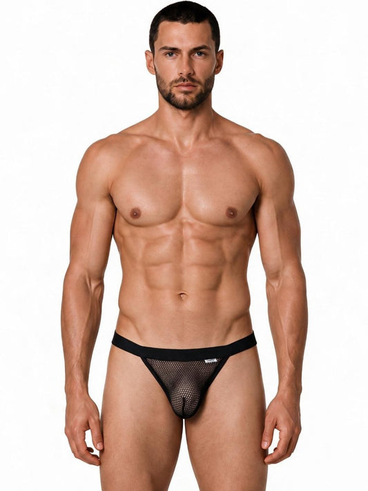 CandyMan 99933 Men's Underwear Seductive Mesh Bikini Color Black Mesh