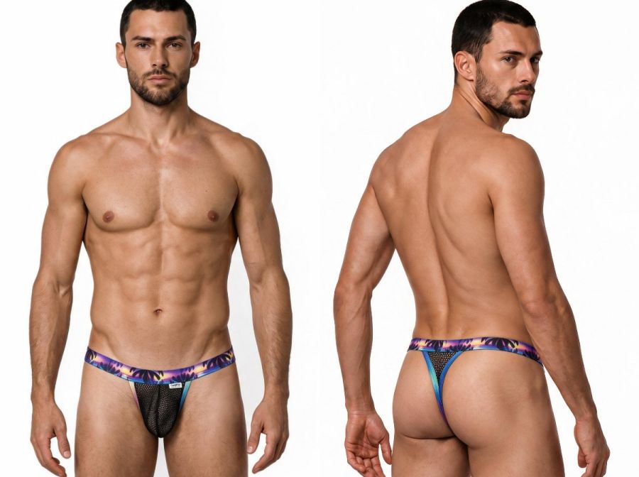 Tropical Palm Black Print Thong - view 1