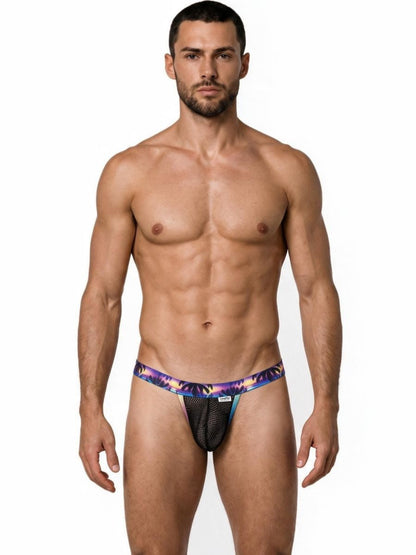 Tropical Palm Black Print Thong - view 2
