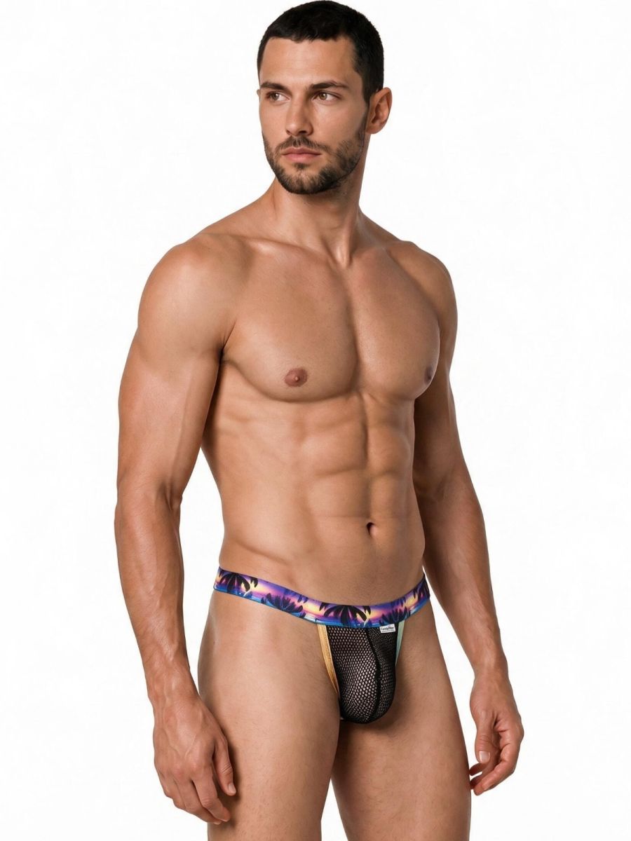 Tropical Palm Black Print Thong - view 4