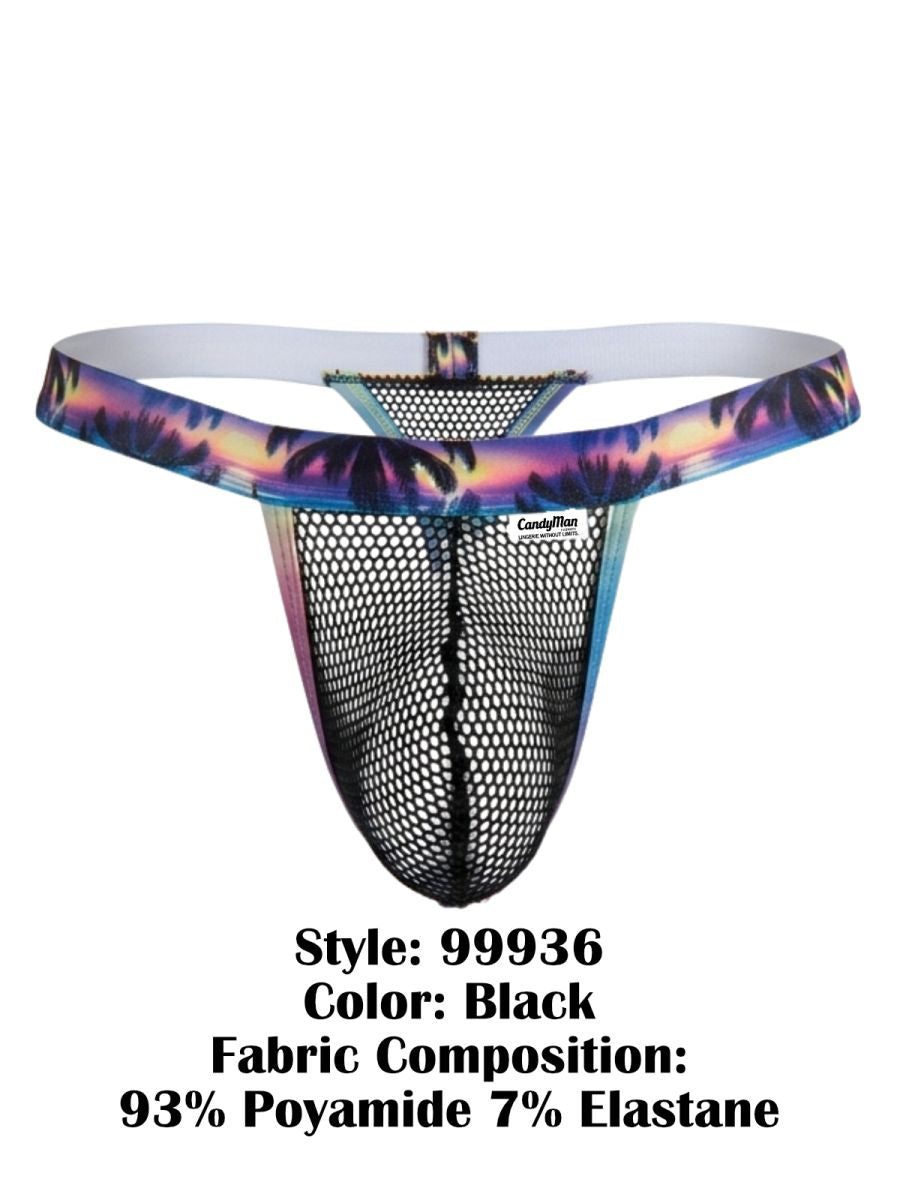 Tropical Palm Black Print Thong - view 8