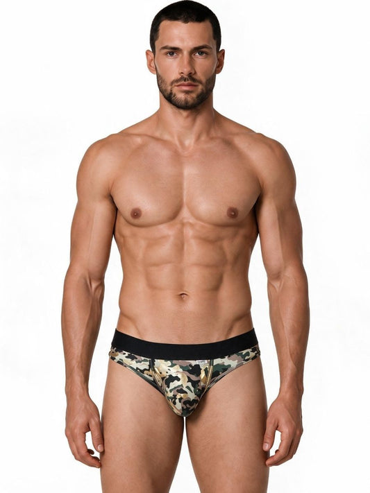 CandyMan 99938 Men's Underwear Contoured Support Low Rise Briefs Color Camo