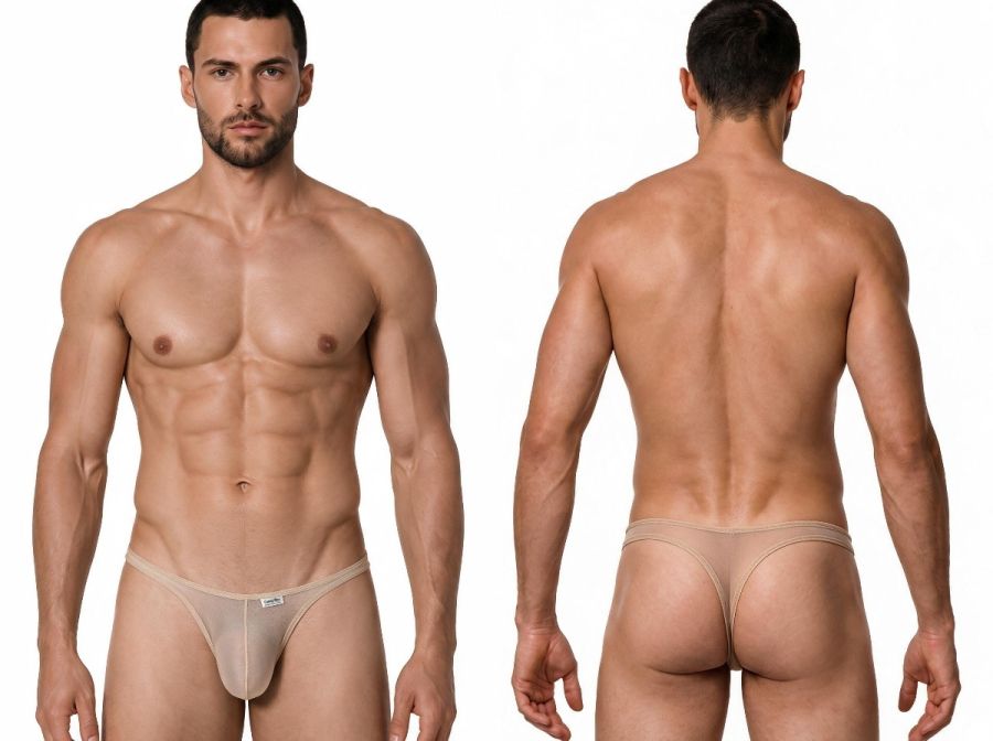 Mesh Beige Sheer Thong - view 1