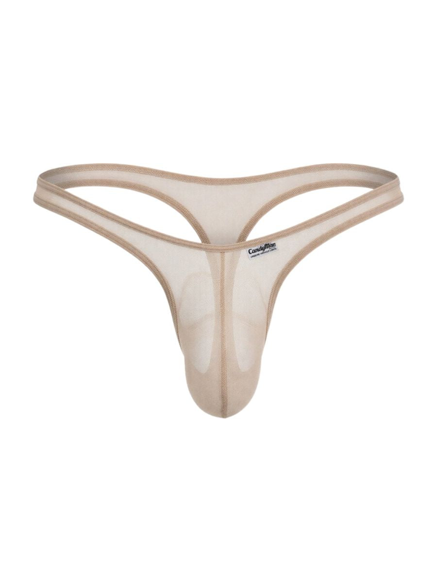 CandyMan 99954 Men's Underwear Sheer Mesh Thongs Color Beige Mesh