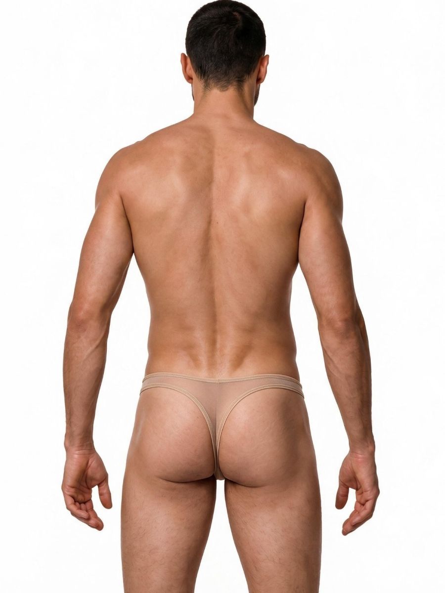 Mesh Beige Sheer Thong - view 3