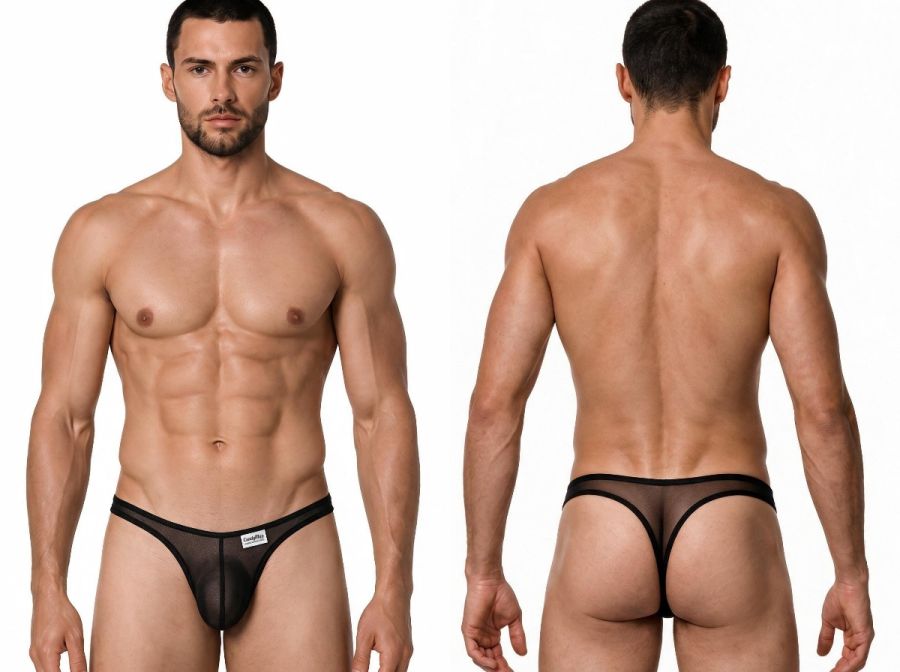 Mesh Black Sheer Thong - view 1